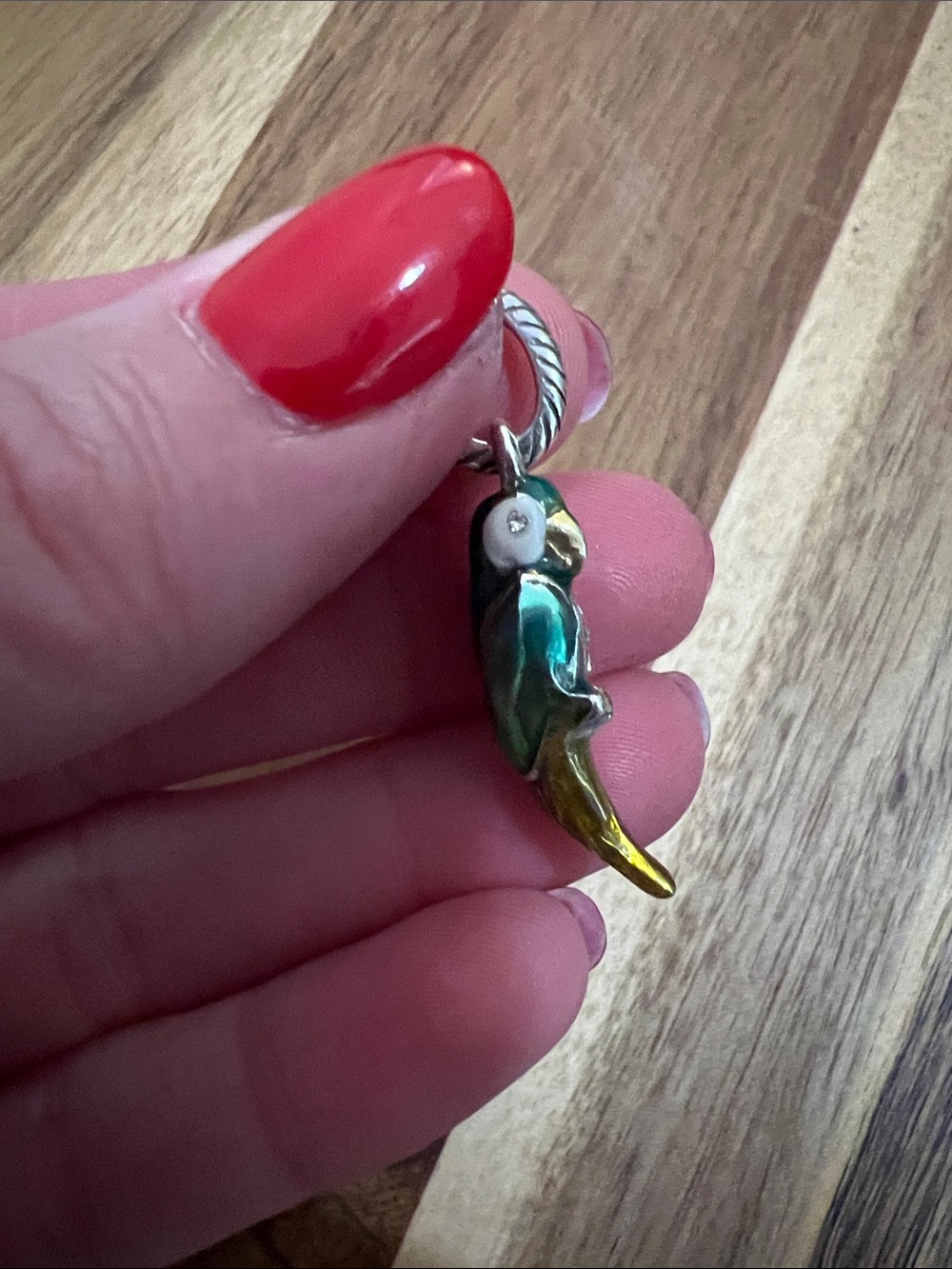 Brighton Parrot Charm Pendant in Green and Gold - Picture 4 of 7